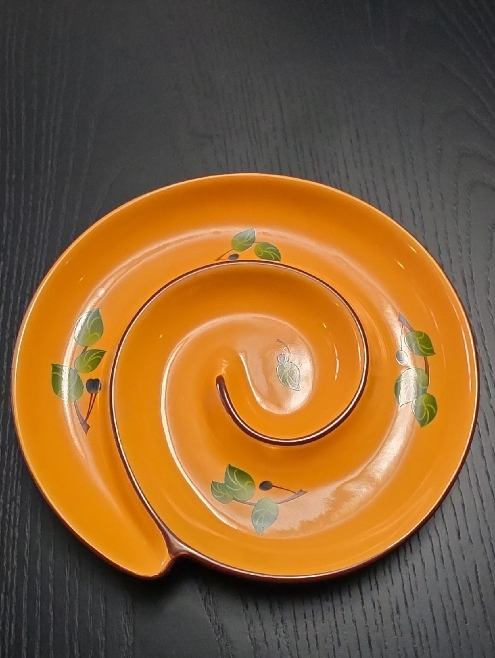 Shonfeld's bright Orange Spiral Olive Serving Dish